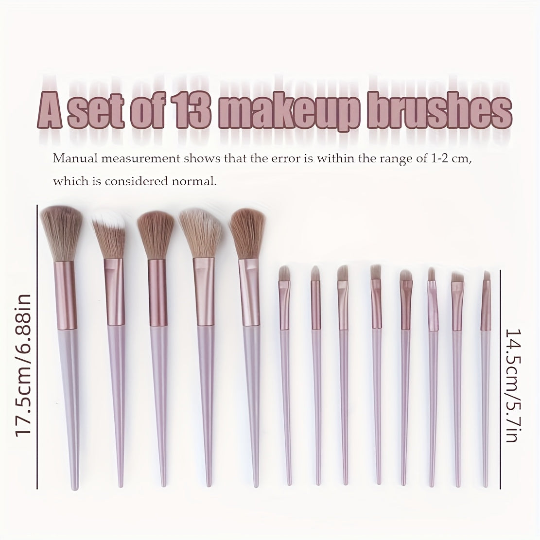 13pcs Luxury Valentine'S Day Makeup Brush Set, Soft Synthetic Bristles - Unscented, All Skin Types, Palm Brush Form, ABS Plastic Handle, Travel Pouch Included