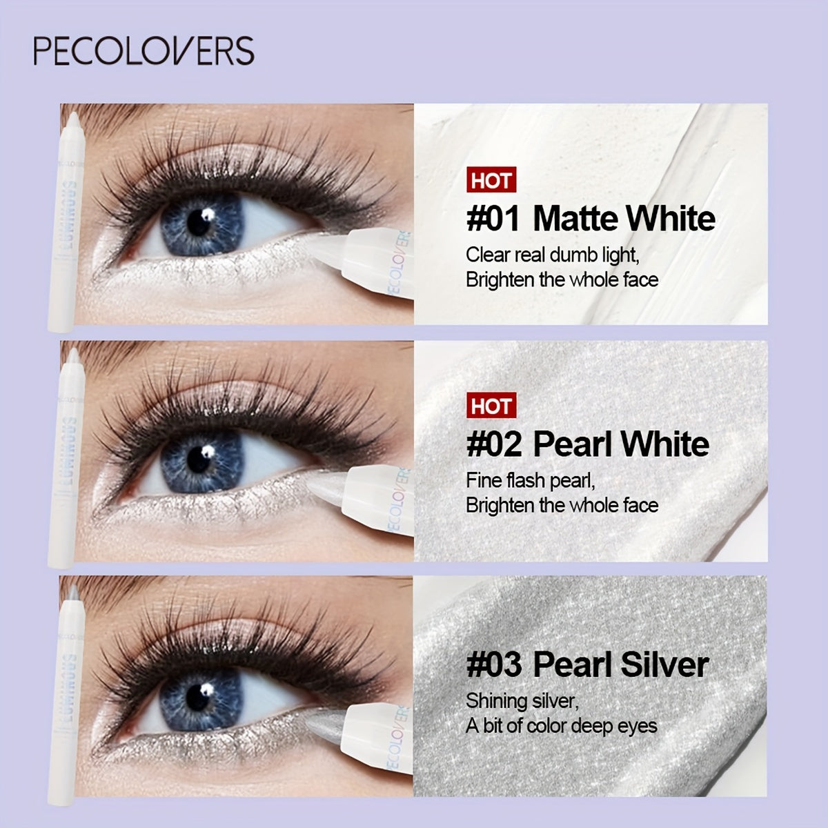 Waterproof White Eyeshadow Stick - Smooth, Long-Lasting Highlighter Pen for Natural Glow