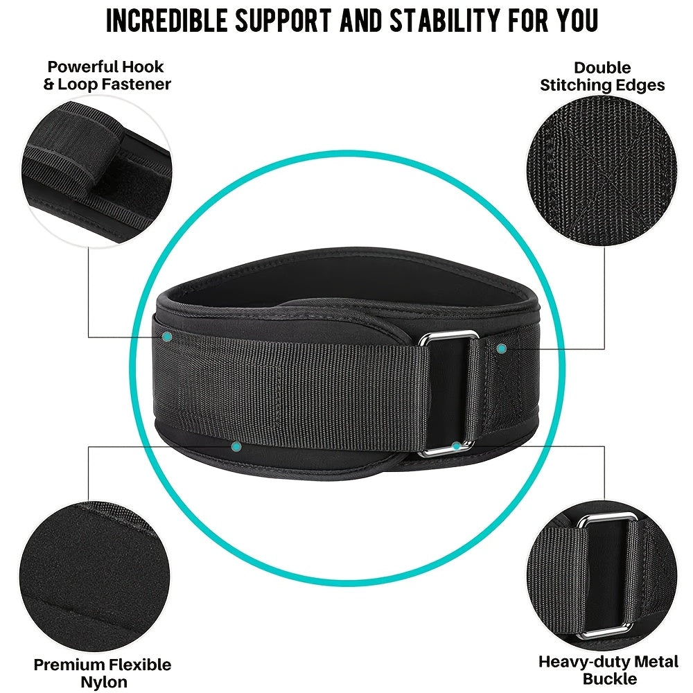 1pc EVA Gym Weightlifting Belt, Adjustable Waist Back Support, Hook-and-Loop Closure, Hand Wash Only, Uncharged, for Squat Dumbbell Barbell Deadlifts Training Fitness