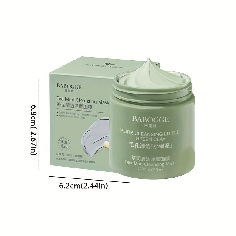 Tea Mud Cleansing Mask - Deep Pore Cleansing, Hydrating with Hyaluronic Acid & Niacinamide, Oil Control, Moisturizing, Fragrance-Free, Latex-Free, Ideal for All Skin Types