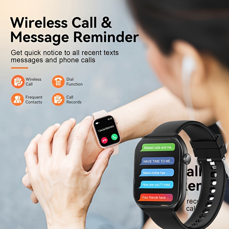 Unisex Smart Watch with Wireless Calling, Weather Updates, Multiple Sports And Fitness Tracking Features, Material, And a 1.83-Inch HD Display. Over 100 Sports Modes, an Ideal Gift.