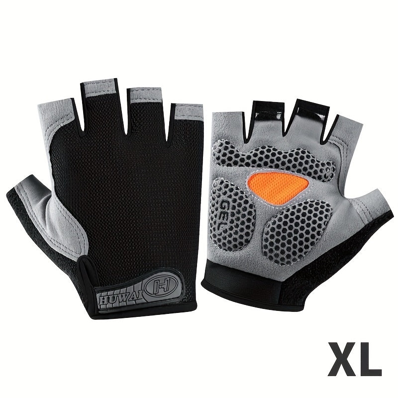 1 Pair of Ximax Breathable Polyester Fiber Knit Woven Half-Finger Fitness Gloves, Non-Slip Outdoor Sports Cycling Running Gloves with Exposed Fingers