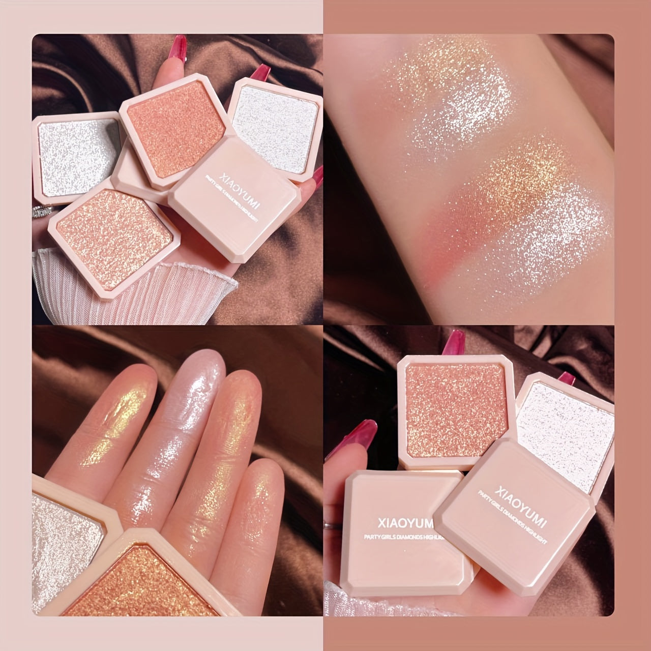 Waterproof Dual-Tone Highlighter & Luminizer Palette for All Skin Tones - Glitter Effect, Medium Coverage Powder Formula for Face, Cheekbone, and Eyeshadow Shimmer