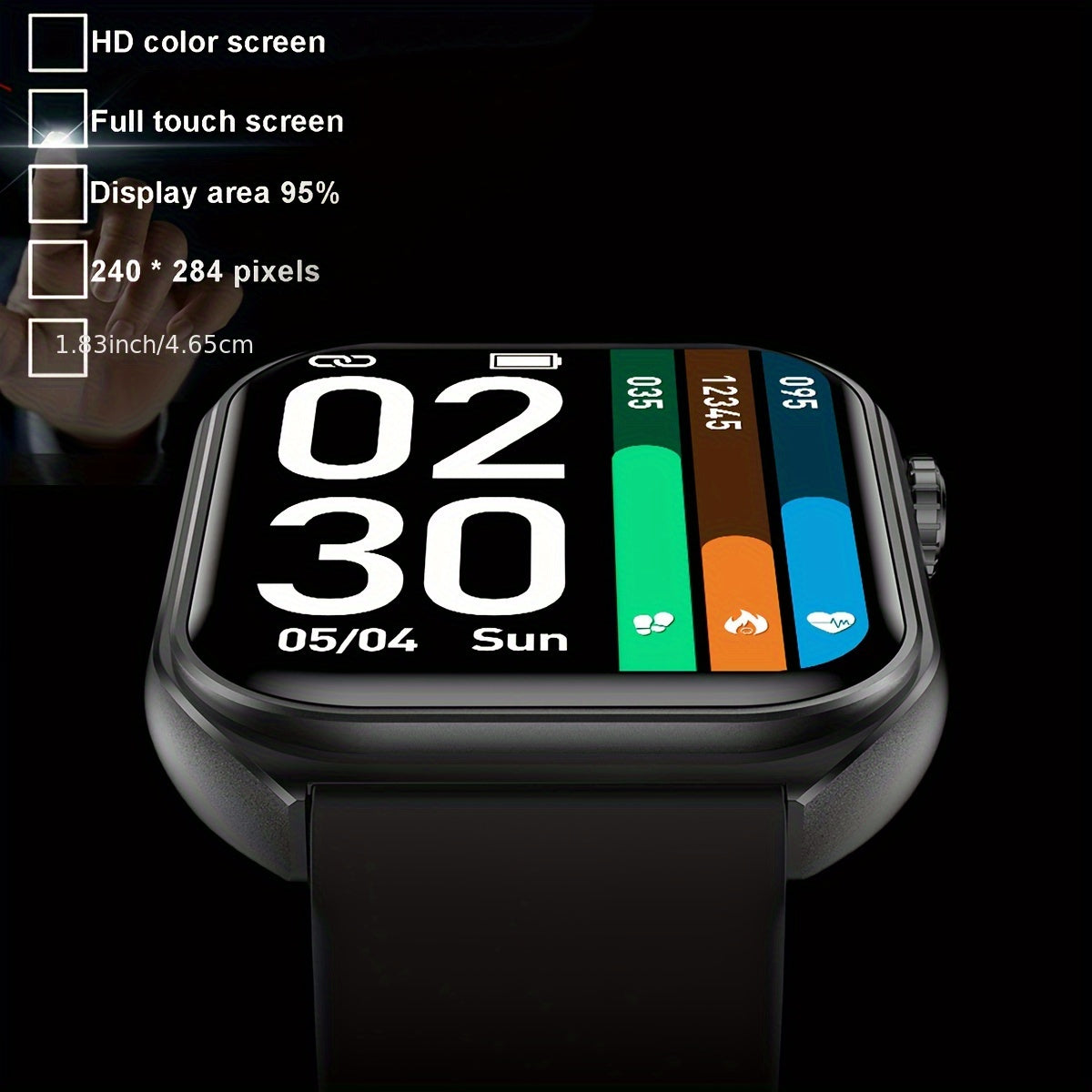 Unisex Smart Watch with Wireless Calling, Weather Updates, Multiple Sports And Fitness Tracking Features, Material, And a 1.83-Inch HD Display. Over 100 Sports Modes, an Ideal Gift.