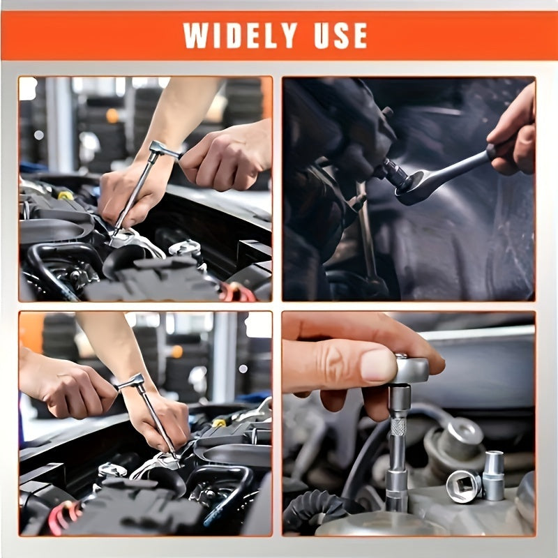 46pcs Ratchet Wrench Set with Socket, 1/4 Inch Transmission, Metric, with Extension Rod, for Car Maintenance and Home Use - Steel Plated Structure, Pre-assembled, Manual, with Storage Box