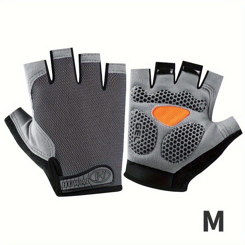 1 Pair of Ximax Breathable Polyester Fiber Knit Woven Half-Finger Fitness Gloves, Non-Slip Outdoor Sports Cycling Running Gloves with Exposed Fingers