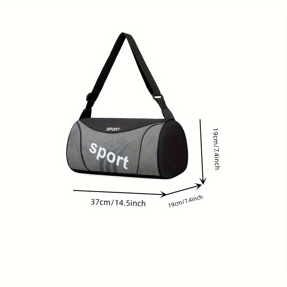 Men's Nylon Travel Duffel Bag with Letter Print - Sporty Black and Gray Crossbody Shoulder Bag for Gym, Weekend Getaways, and Storage, Sports Accessory Bag|Sporty Duffel Bag|Sleek Design Bag, Crossbody Bag