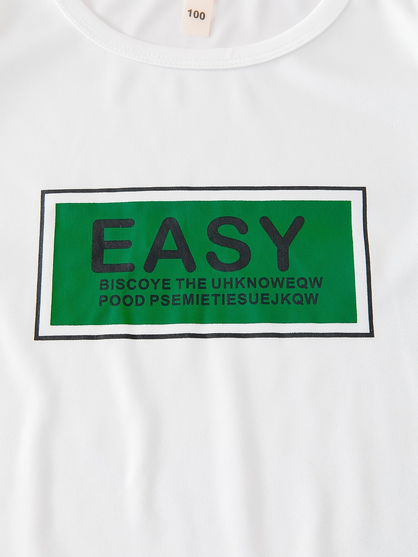 Boys' 3pcs Set White Crew Neck T-Shirt with EASY Lettering & Green Elastic Waist Shorts & Green Crossbody Bag Casual Comfortable Outdoor Outfit, Gift Idea, Perfect for Outdoor