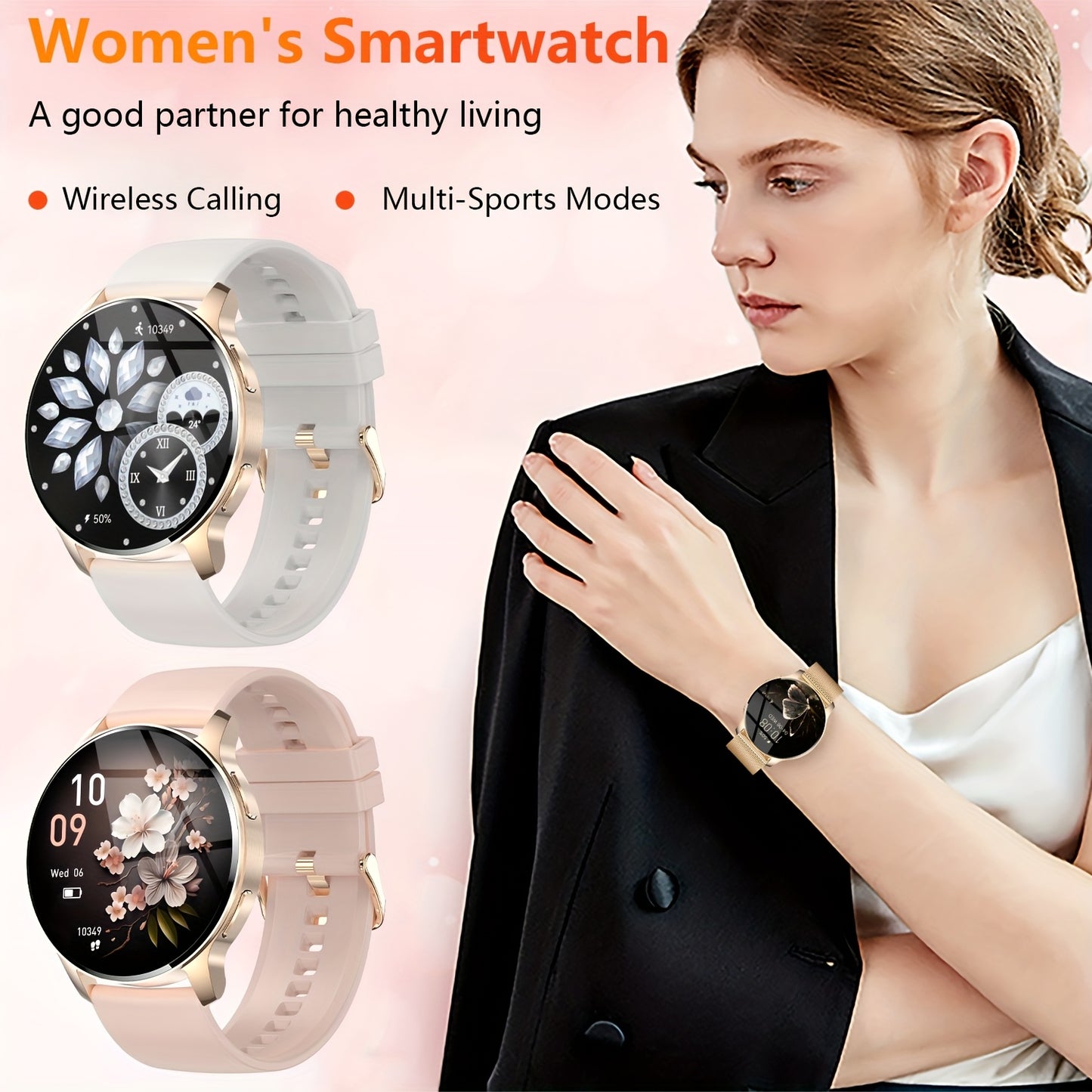 INNOFOVO Smart Watch, 3.35cm HD TFT Screen, Alloy Body, Wireless 5.0, USB Charging, Lithium Battery-Polymer, Screen Ratio, with 110+ Sport Modes, Fitness Tracker, Sleep Monitor, Pedometer, Activity Tracker, Alarm Clock, Weath