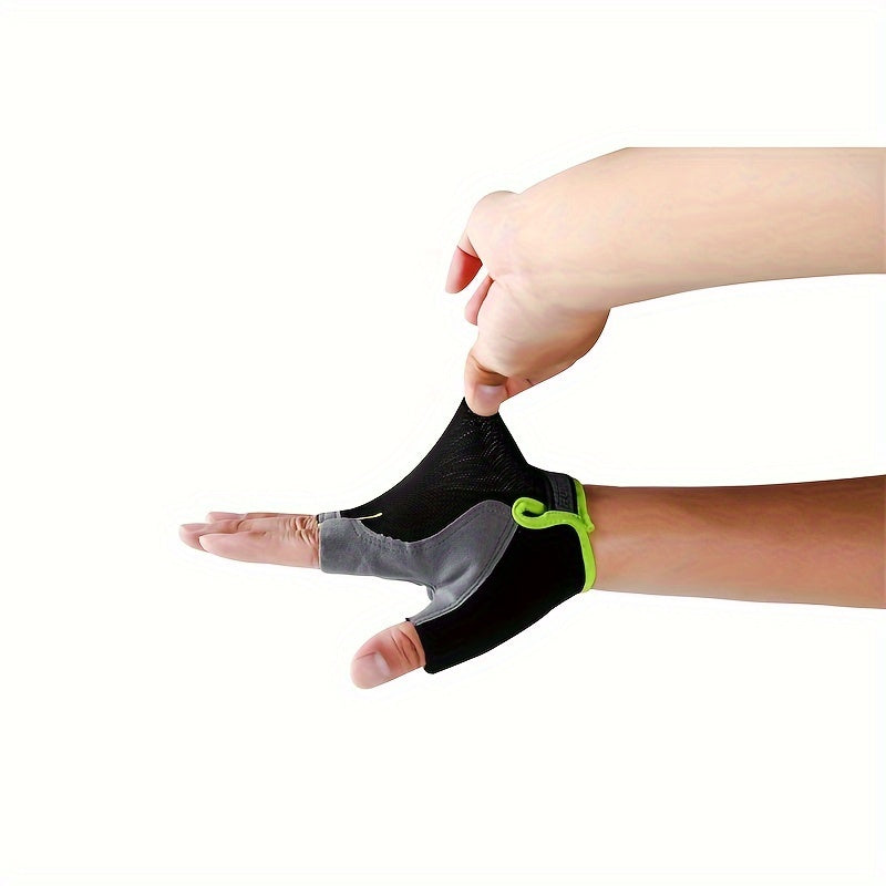 1 Pair of Ximax Breathable Polyester Fiber Knit Woven Half-Finger Fitness Gloves, Non-Slip Outdoor Sports Cycling Running Gloves with Exposed Fingers