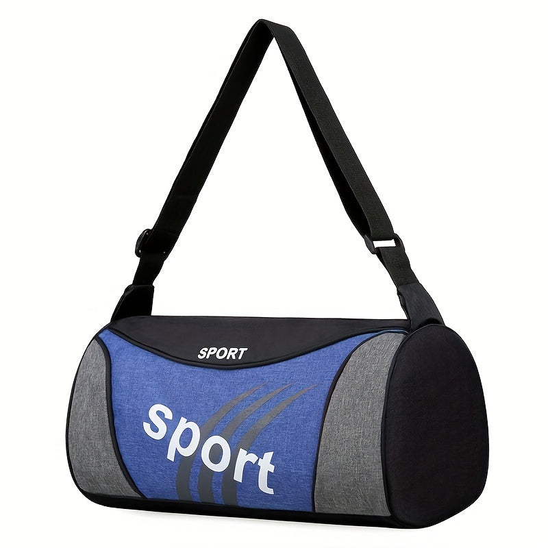 Men's Nylon Travel Duffel Bag with Letter Print - Sporty Black and Gray Crossbody Shoulder Bag for Gym, Weekend Getaways, and Storage, Sports Accessory Bag|Sporty Duffel Bag|Sleek Design Bag, Crossbody Bag
