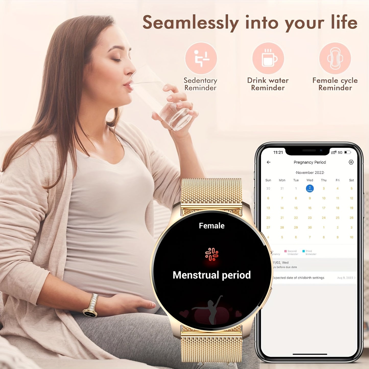 INNOFOVO Smart Watch, 3.35cm HD TFT Screen, Alloy Body, Wireless 5.0, USB Charging, Lithium Battery-Polymer, Screen Ratio, with 110+ Sport Modes, Fitness Tracker, Sleep Monitor, Pedometer, Activity Tracker, Alarm Clock, Weath
