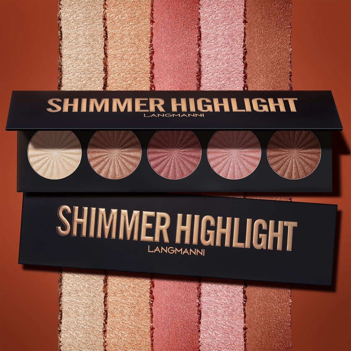 Langmanni 5-Color Highlighter and Contour Palette - Waterproof, Moisturizing, Natural Glow for All Skin Tones, Creamy Texture, Strong Coverage Face Makeup