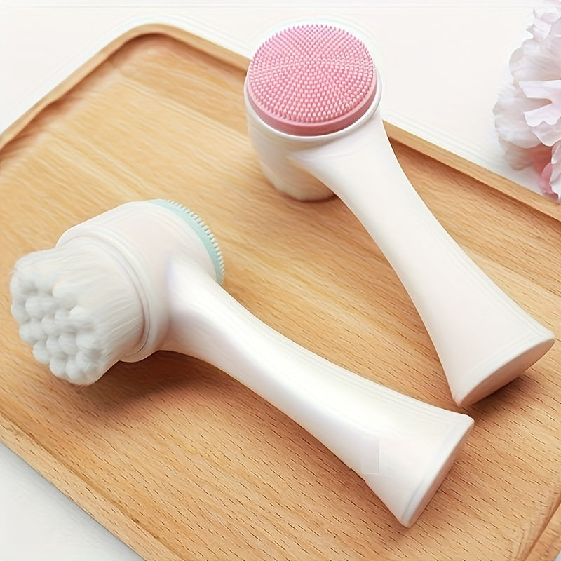 2-In-1 Silicone Face Cleanser - Gentle Exfoliation & Massage, Dual Soft Brushes Suitable for All Skin Types, Fragrance-Free