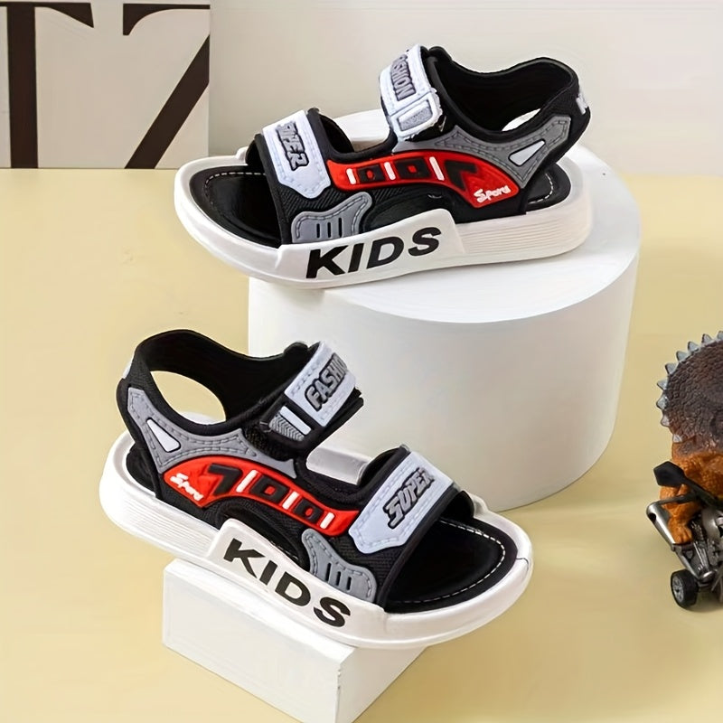 Boys' Stylish Breathable Open-Toe Sandals - Comfortable, Non-Slip, Adjustable Hook-and-loop Fastener Straps for Indoor/Outdoor Use, All-Season Beach Footwear with Durable Sole