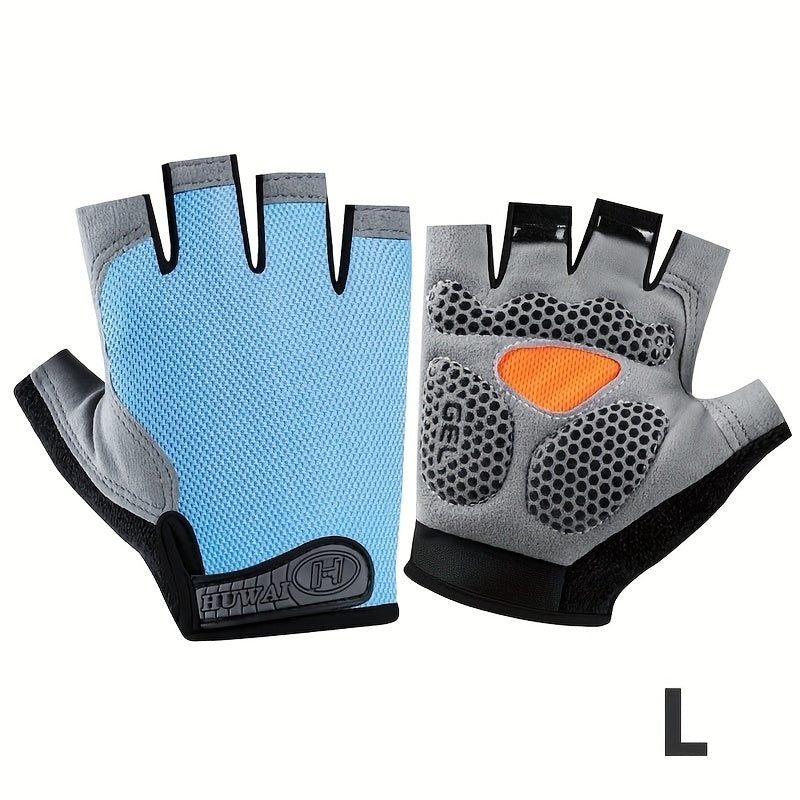 1 Pair of Ximax Breathable Polyester Fiber Knit Woven Half-Finger Fitness Gloves, Non-Slip Outdoor Sports Cycling Running Gloves with Exposed Fingers