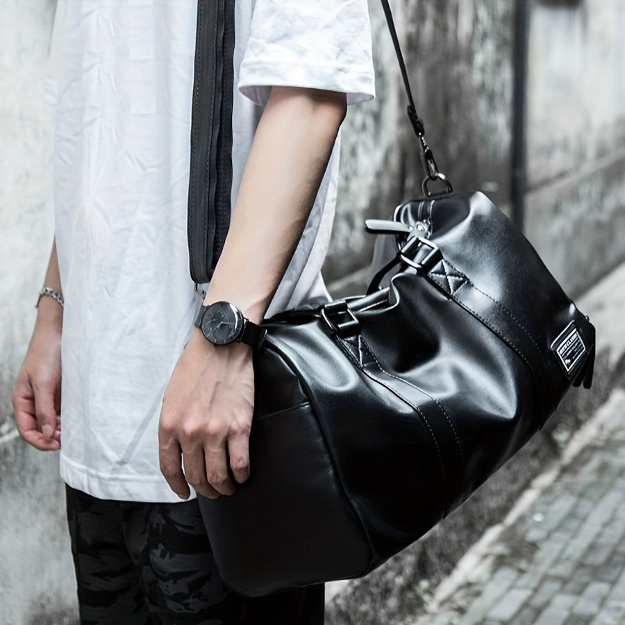Men's Black Gym Bag with Wet/Dry Compartments, Design, Large Capacity, Independent Shoe Pocket, Adjustable Shoulder Strap & Zipper Closure for Sports, Travel & Fitness, Gym Accessory | Sporty Style | Sleek Appearance, Gym Acc