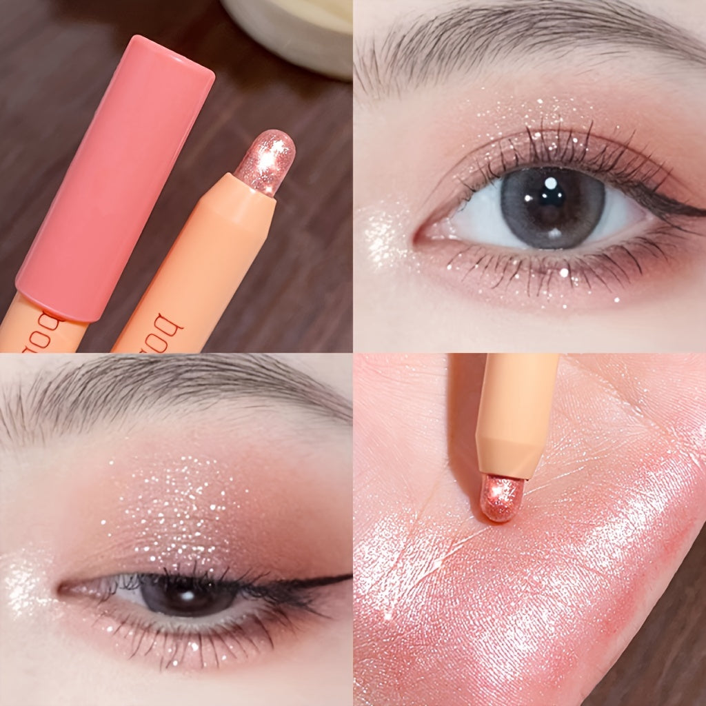 Vibrant Glitter Eyeshadow Stick - Eyeshadow - Waterproof, Easy to Use, Beginner-Friendly Shimmer Highlighter Pen for Music Festival, Contouring, Brightening, Pink and Nude Tones Eye Makeup with Long-Lasting Formula
