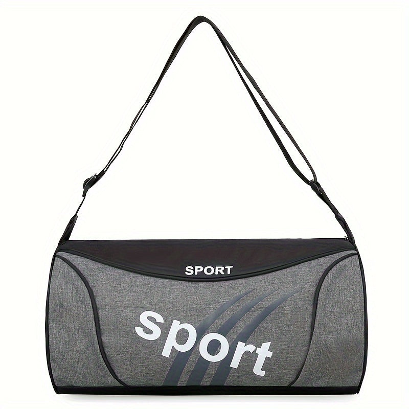 Men's Nylon Travel Duffel Bag with Letter Print - Sporty Black and Gray Crossbody Shoulder Bag for Gym, Weekend Getaways, and Storage, Sports Accessory Bag|Sporty Duffel Bag|Sleek Design Bag, Crossbody Bag