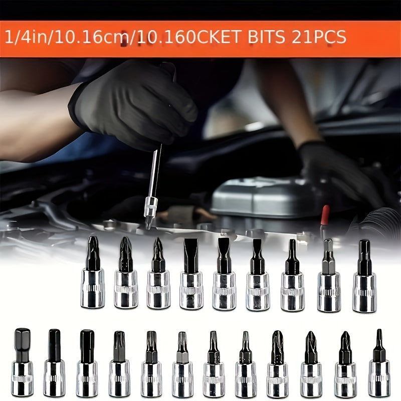 46pcs Ratchet Wrench Set with Socket, 1/4 Inch Transmission, Metric, with Extension Rod, for Car Maintenance and Home Use - Steel Plated Structure, Pre-assembled, Manual, with Storage Box