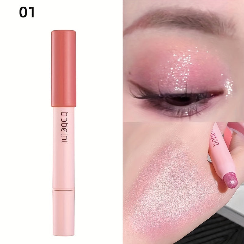 Vibrant Glitter Eyeshadow Stick - Eyeshadow - Waterproof, Easy to Use, Beginner-Friendly Shimmer Highlighter Pen for Music Festival, Contouring, Brightening, Pink and Nude Tones Eye Makeup with Long-Lasting Formula
