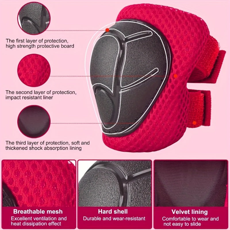 6pcs Children's Sports Protective Equipment - Knee Pads, Hand Guards, Elbow Pads Set, Durable PE Material, Anti-fall and Wear-resistant, High Elastic Shock Absorption and Impact Resistance, Lightweight and Comfortable to Wear