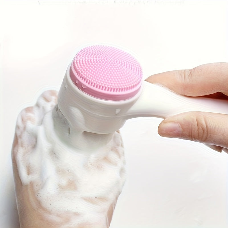 2-In-1 Silicone Face Cleanser - Gentle Exfoliation & Massage, Dual Soft Brushes Suitable for All Skin Types, Fragrance-Free