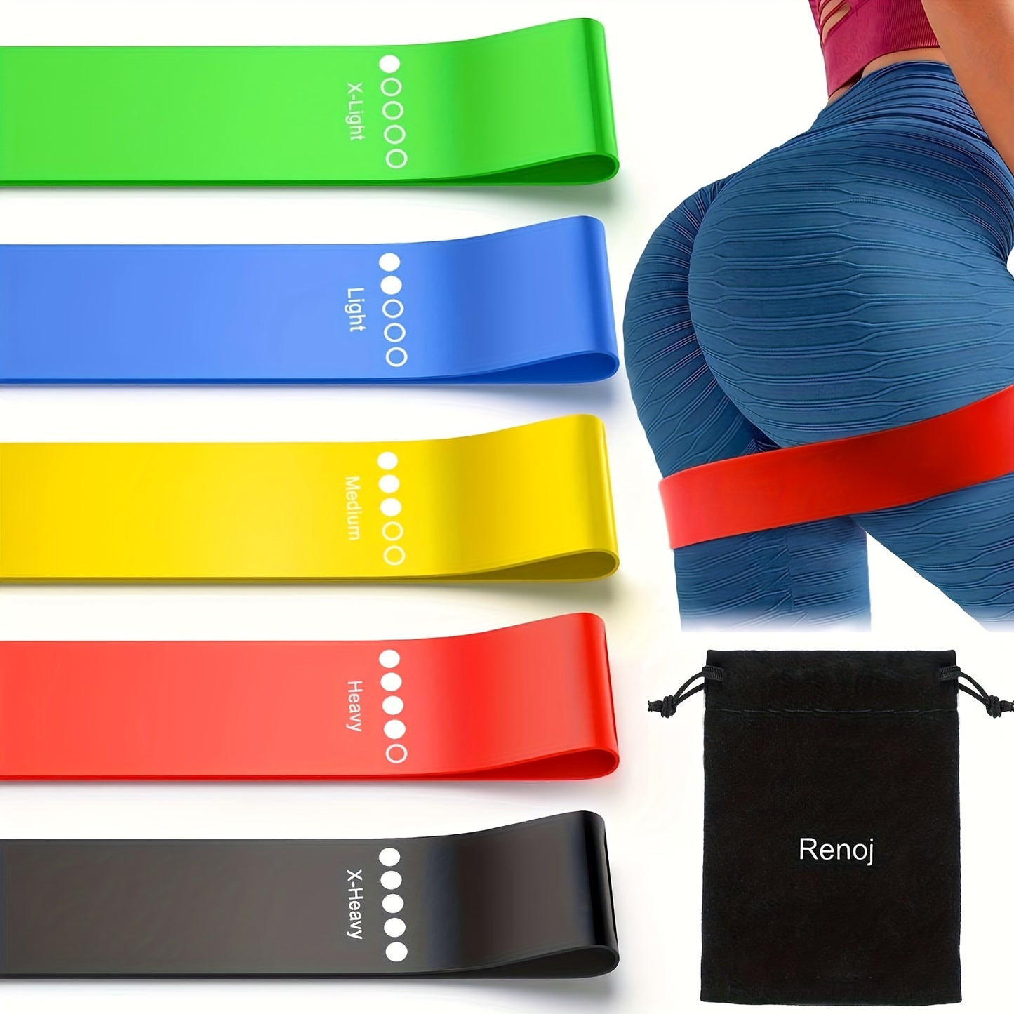 5pcs TPE Resistance Bands, Exercise Workout Bands for Women and Men, Different Levels of Elastic Bands for Home Gym Long Exercise Workout, Great Fitness Equipment for Training, Yoga with Carrying Bag