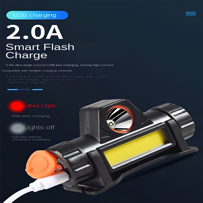 USB Charging Headlight, Near And Far Light COB Light Source Multifunctional LED Headlight For Outdoor Fishing Emergency Lighting