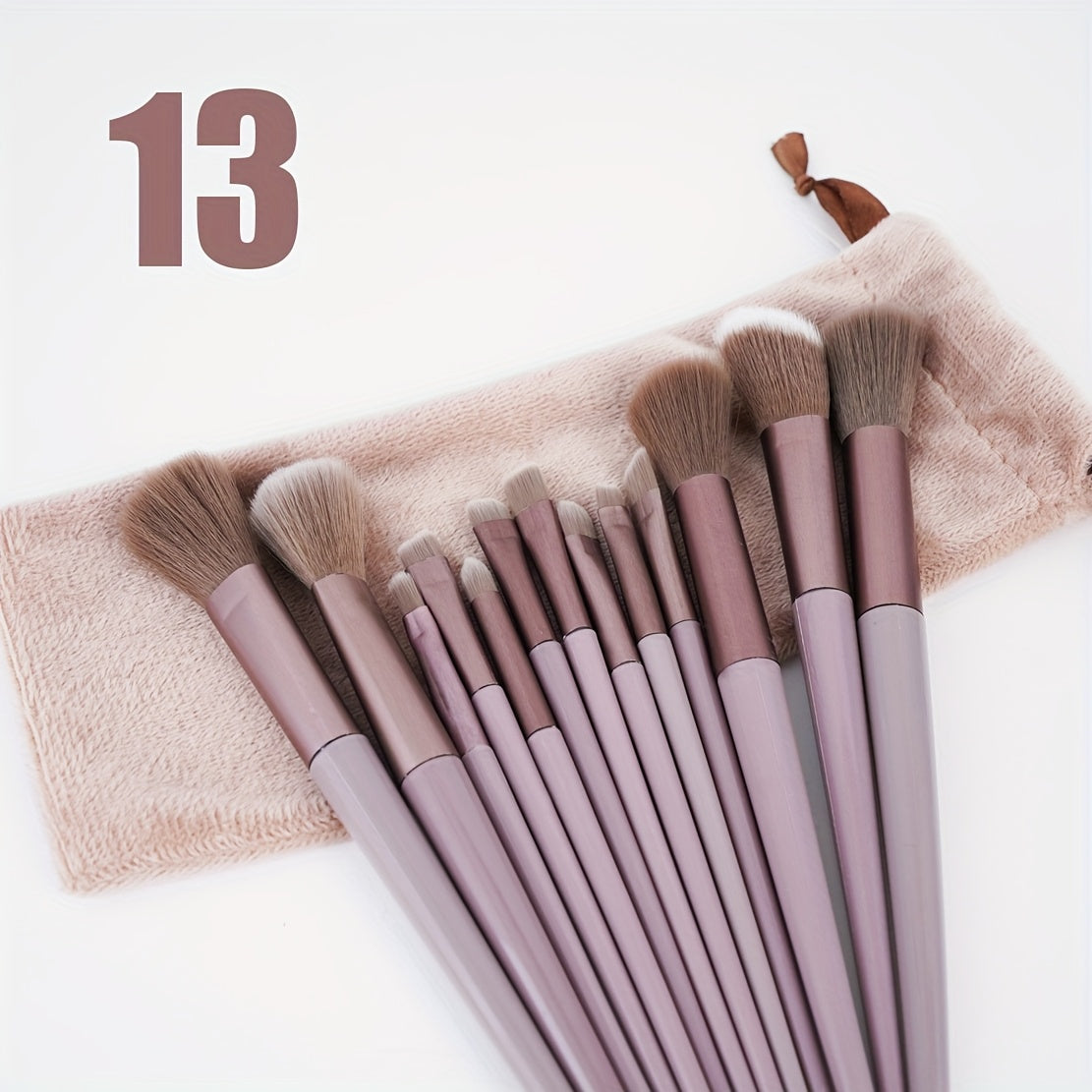 13pcs Luxury Valentine'S Day Makeup Brush Set, Soft Synthetic Bristles - Unscented, All Skin Types, Palm Brush Form, ABS Plastic Handle, Travel Pouch Included
