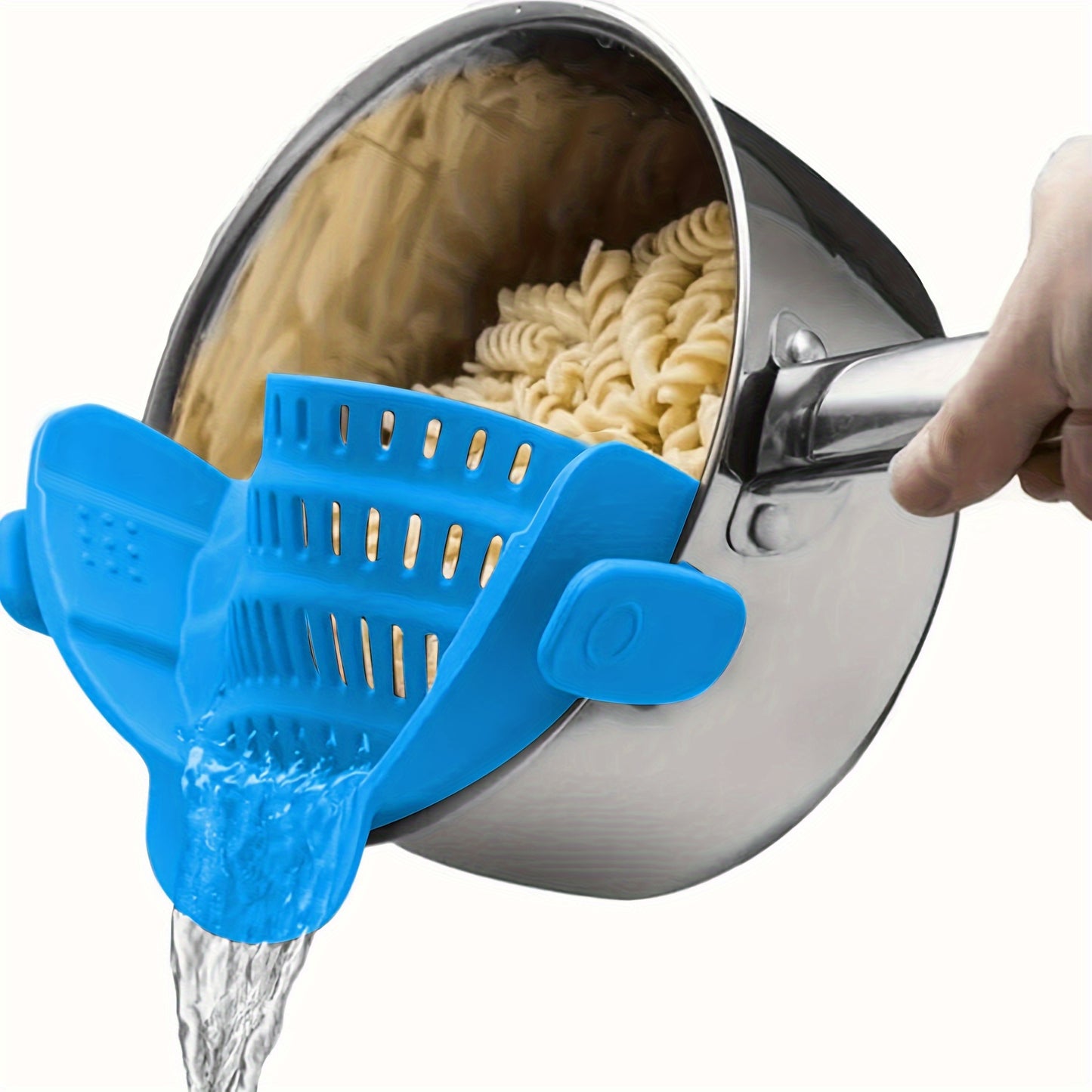 1pc Adjustable Clip-On Strainer for Pots and Pans, Plastic Pasta Strainer, Food Strainer for Meat Vegetables Fruit, Kitchen Colander Accessory