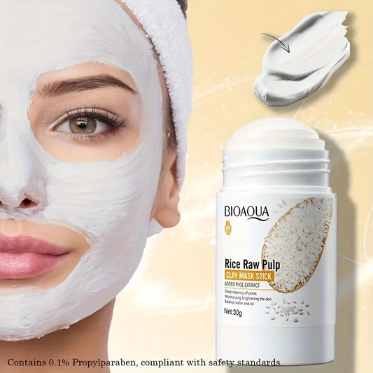 Rice Paste Clay Facial Mask Stick for Oily Skin - Hypoallergenic, Free of P-Hydroxybenzoate, Tasteless, Deep Cleansing And Nourishing, 0.1% Propyl P-Hydroxybenzoate, Suitable for All Skin Types