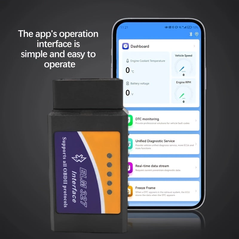 Compact OBD2 Car Diagnostic Scanner - USB Powered, No Battery Required