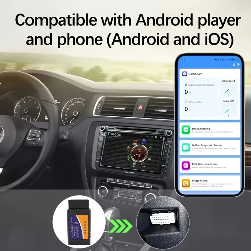 Compact OBD2 Car Diagnostic Scanner - USB Powered, No Battery Required