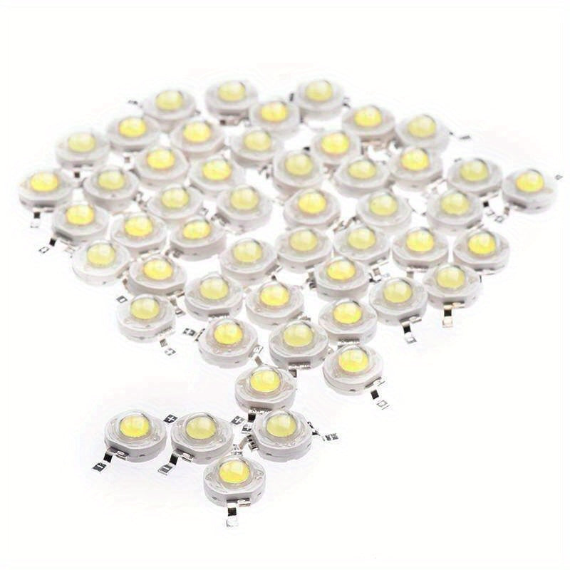 Lot de 50 diodes LED super brillantes 3 V-3,4 V 1 W, éclairage encastré haute puissance, blanc froid