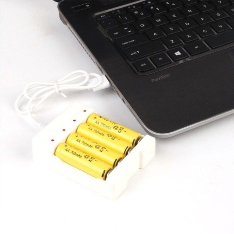 USB Battery Charger Intelligent 4 Slots Aa Aaa Lithium Rechargeable Fast Smart