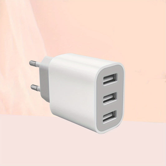 3-Port Quick Charge USB Wall Adapter, Compact Travel Charger Cube with Type-C Connector for iPhone 14/13/12/11 Pro Max, SE, X, XS, 8 Plus & Samsung Galaxy S22/S21/S20 - Fast Charging Power Block Brick, Portable Charger