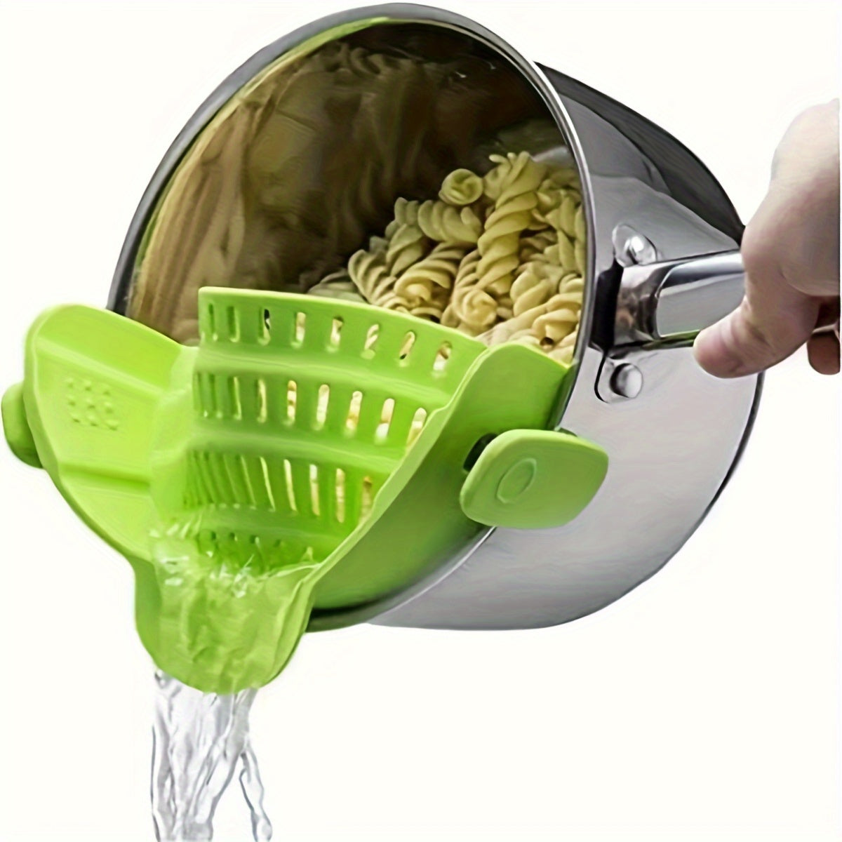 1pc Adjustable Clip-On Strainer for Pots and Pans, Plastic Pasta Strainer, Food Strainer for Meat Vegetables Fruit, Kitchen Colander Accessory