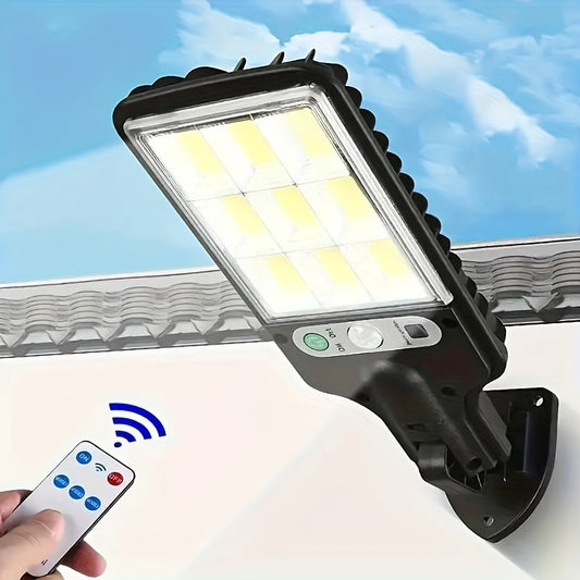 1pc 8000W Solar-Powered Outdoor Light with Transparent LED Reflector, Remote Control & Adjustable Motion Sensor - Durable Plastic, Easy-to-Install, High-Quality Solar Charging Lighting, Solar Lights for Outside