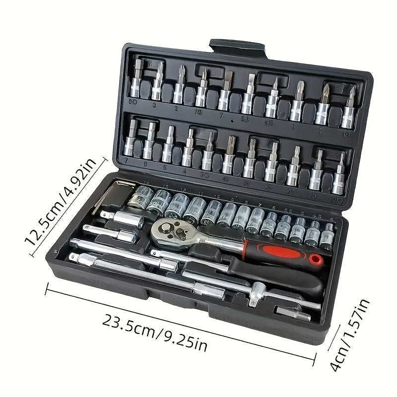 150pcs/46pcs Chrome Vanadium Steel Socket Wrench Set - Durable Torx Bit Kit for Auto & Home Repair, Includes Advanced Storage Case, No Assembly Required, Uncharged, Without Battery