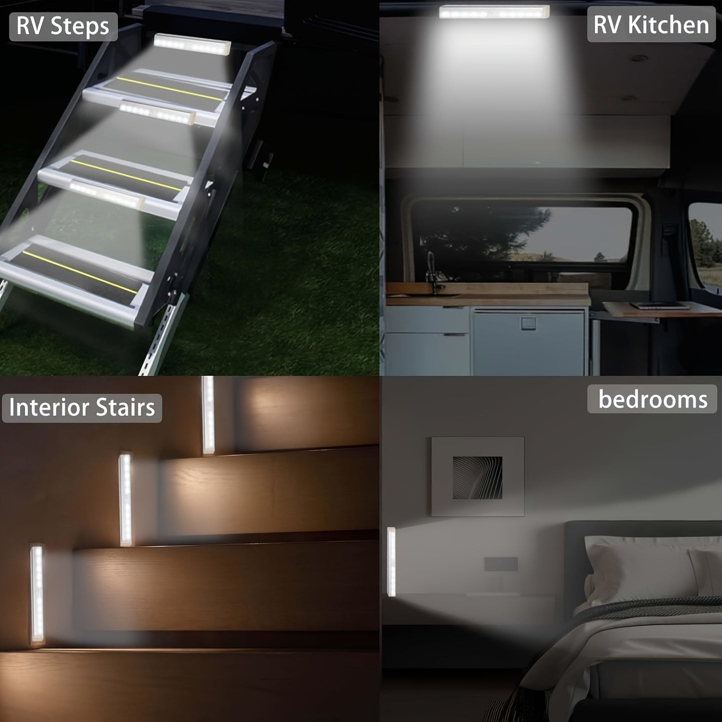 LED Smart Human Sensing Lamp RV Lighting Lamp Car Home Dual Use Wireless Charging Wardrobe Cabinet Bedroom Lighting Lamp Magnetic Absorption No Hole Long Strip Night Light USB Charging RV Lighting Lamp Car Supplies RV Accesso