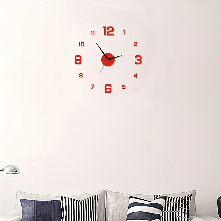 Horloge murale LED 3D moderne NONZHU - Grande, silencieuse avec fonction veilleuse, alimentée par batterie, corps en acrylique - Parfait pour le salon, la chambre et le fond de photographie en studio