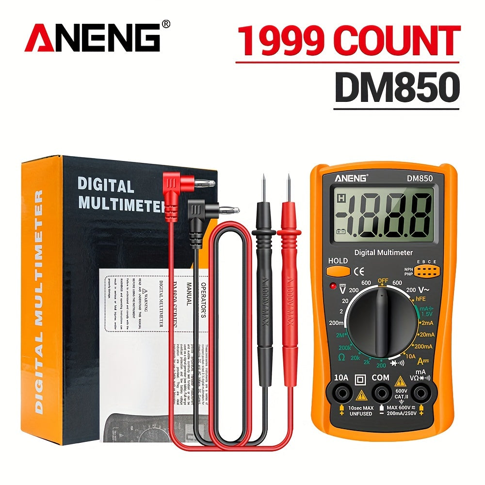 ANENG DM850 Multimètre numérique professionnel automatique 1999 comptes Testeur de tension automatique AC/DC Outil de détection d'ampèremètre de courant Ohm Sans batterie