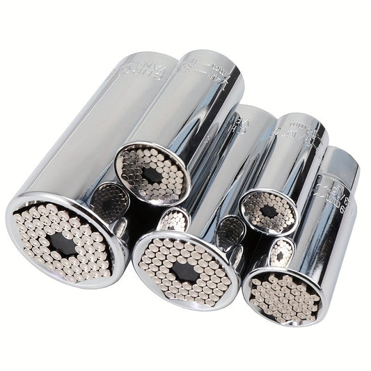 2pcs Professional Socket Wrench Set - Stainless Steel, Adjustable 7-19mm with Ratchet Wrench & Drill Bit Adapter, Alloy Material, for Various Applications, Industrial Tool Kit