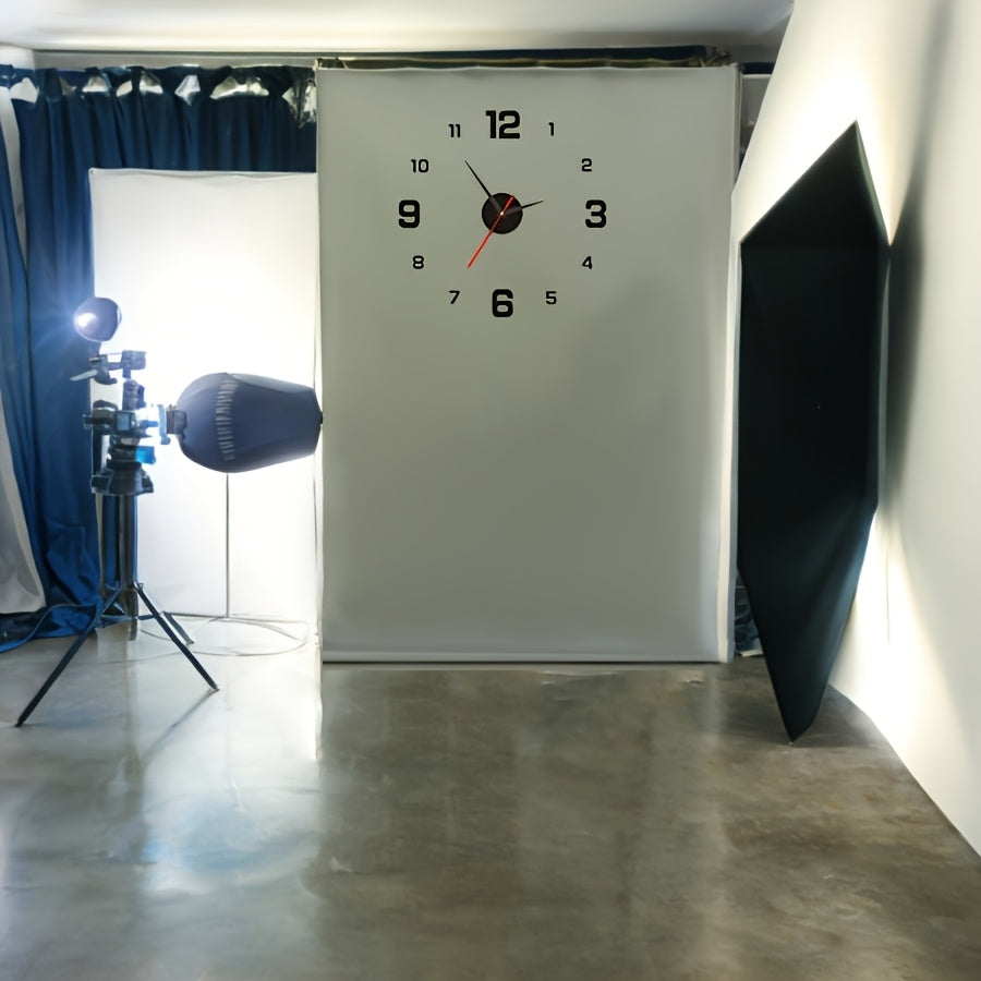 Horloge murale LED 3D moderne NONZHU - Grande, silencieuse avec fonction veilleuse, alimentée par batterie, corps en acrylique - Parfait pour le salon, la chambre et le fond de photographie en studio