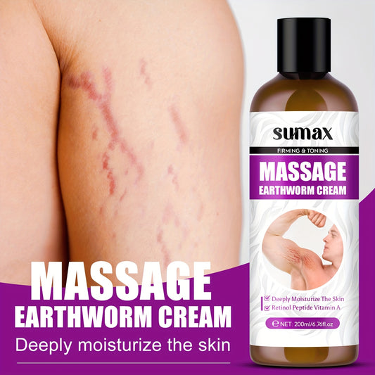 6.76Oz Worm Massage Cream, Containing Collagen, Retinol, And Snail Essence, Absorbs Quickly, Smooths The Skin, Provides Deep Hydration Without Greasiness, Has Low Irritation, And Is Suitable for All Skin Types.