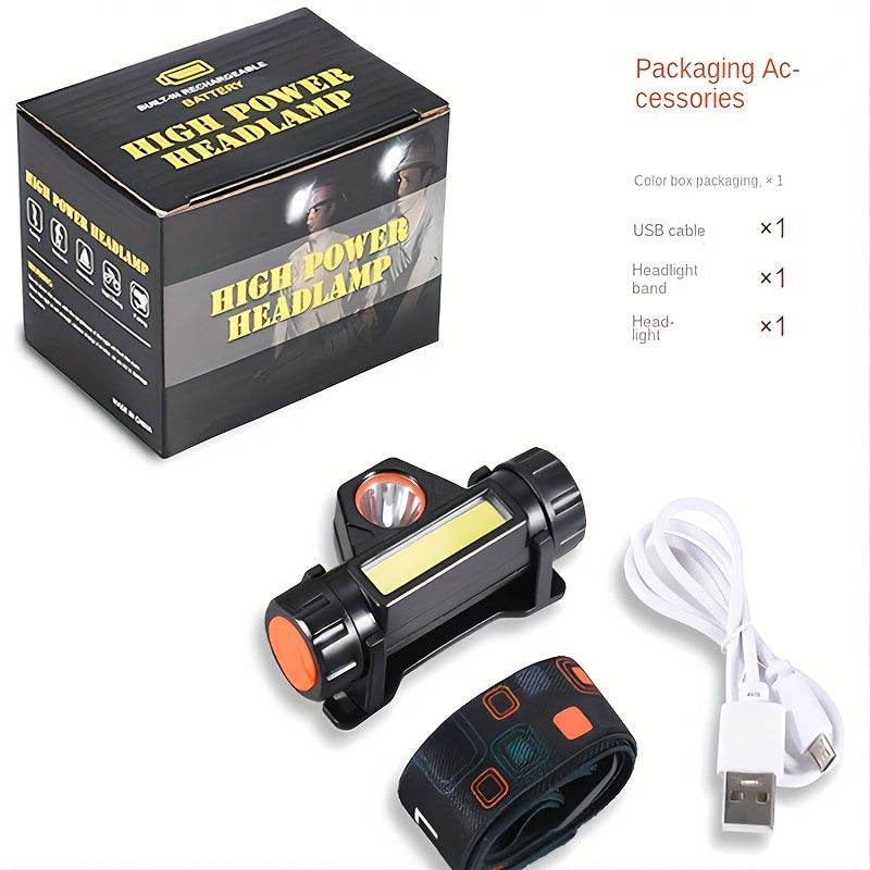 USB Charging Headlight, Near And Far Light COB Light Source Multifunctional LED Headlight For Outdoor Fishing Emergency Lighting