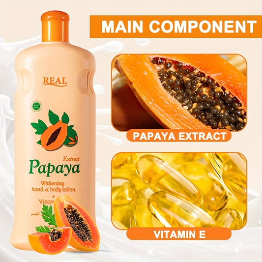 1 Bottle/300ml Disaar Papaya Vitamin E Moisturizing Body Lotion - Formaldehyde-Free, Glycerin & Vitamin E Rich, Ideal for Normal Skin Types, Normal Skin Care|Natural Aroma|Smooth Texture