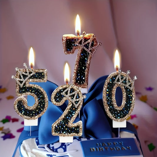 Birthday Cake Candles with Crown Metallic Powder, Sparkling Number Candles for Youngsters Girl/Boy Birthday, 3.15 Inch/About 8cm Large Cake Candles for Youngsters Girl/Boy Birthday, or Wedding Party Decoration