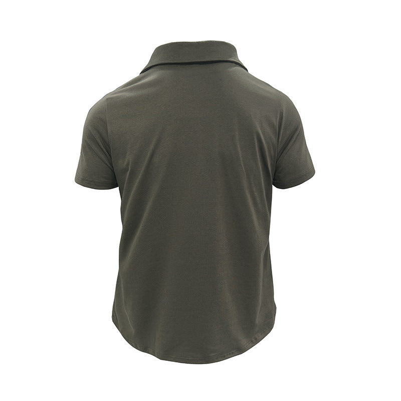 Lapel Short Sleeve Outdoor Pocket Polo Shirt T-shirt Men Clothing